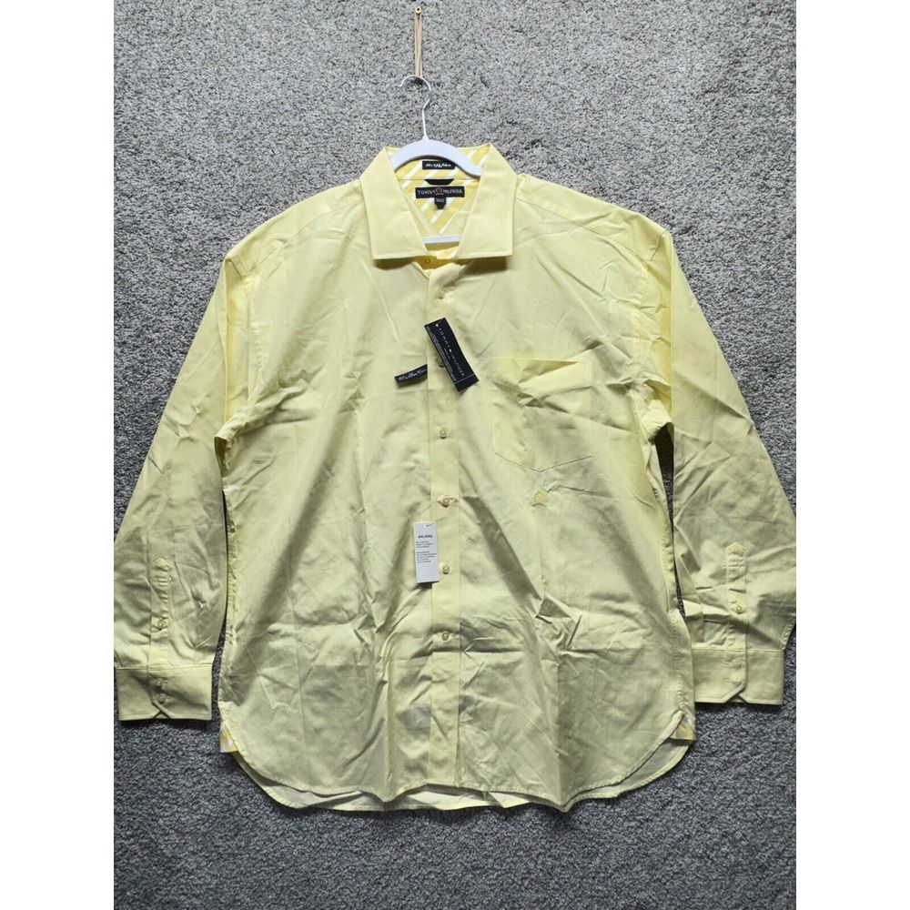 Tommy Hilfiger XXL Men's‎ Yellow Long Sleeve Shirt Button Down 80's 2 Ply NWT